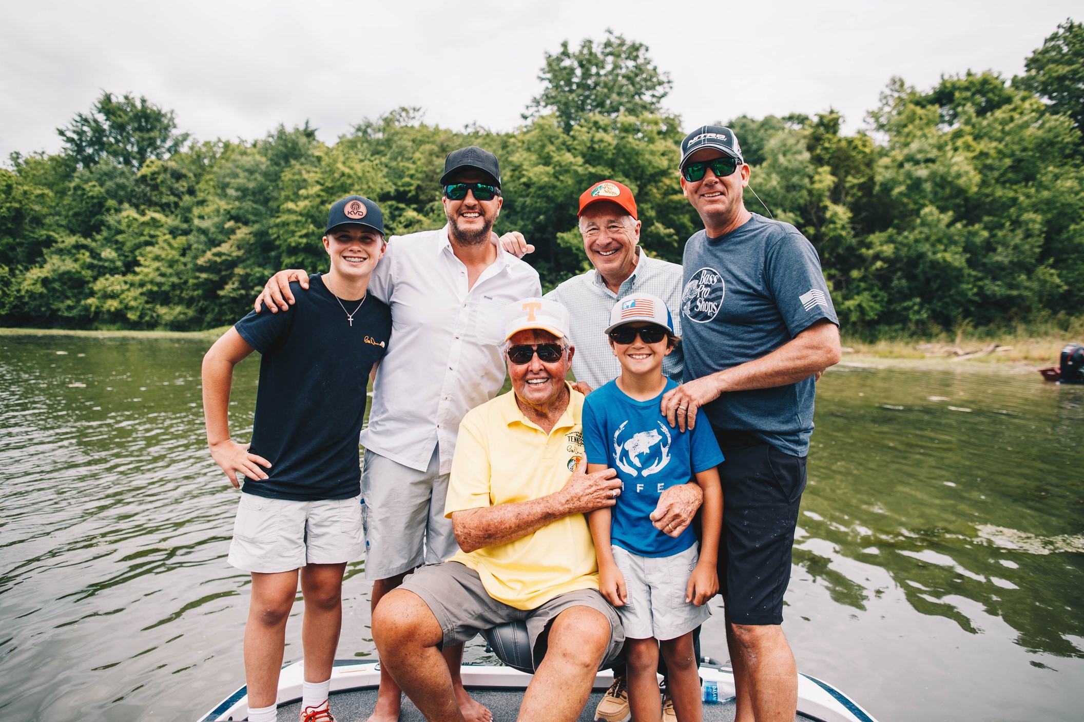 Bill Dance Backrow- Bo Bryan, Luke, Johnny Morris (Owner Bass Pro Shops), Kevin VanDam (Bass Fisherman Hall of Fame Inductee) Frontrow: Bill Dance, Tate Bryan